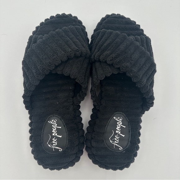 FREE PEOPLE Ibiza Women's Terry Slide Criss Cross Platform Sandals Black Size 6 - Picture 6 of 8